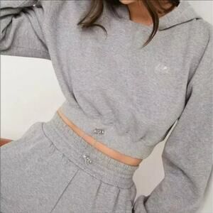 For Love And Lemons Gray Cropped Boxy Hoodie